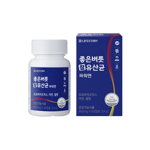 좋은버릇 참유산균 아연 남성 성인 파워맨 유산균 400mg x 60캡슐 (2개월분)