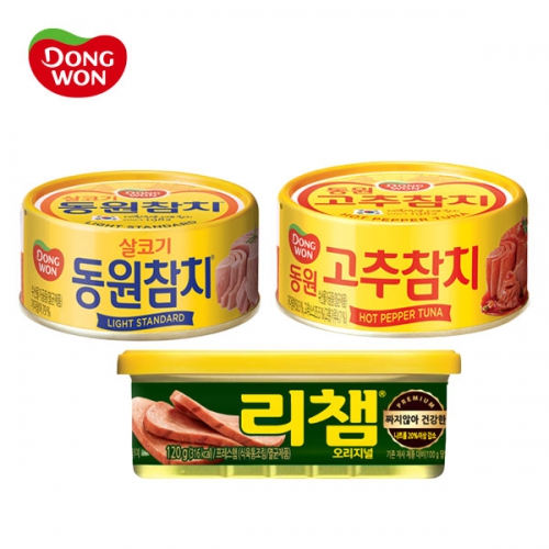 [동원] 라이트 스탠다드 참치 85g×10캔 + 고추참치 85g×5캔 + 리챔 120g×3캔