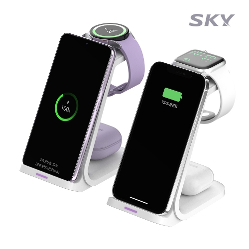 [스카이] 3in1 고속 무선 충전기 갤럭시워치/애플워치 W55