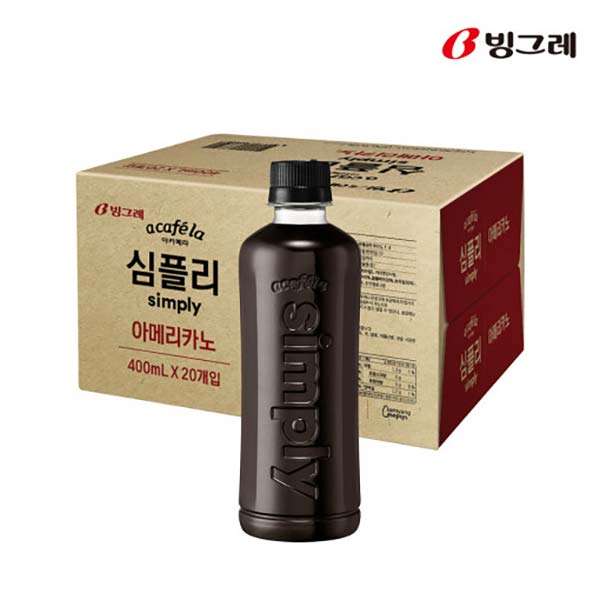 [아카페라] 심플리 아메리카노 400ml×20병 / 무라벨 패키지 상품이미지