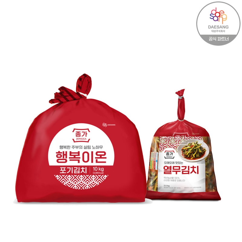 종가집 행복이온 포기김치 10kg+열무김치2.5kg 상품이미지