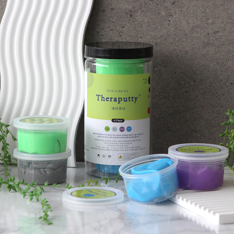 [지브로와] 테라퓨티 손운동 고무 점토 소근육 강화 손감각 재활 4단계 종합 선물 세트 상품이미지