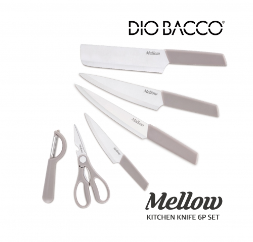[디오바코] 멜로우 칼 6종세트(중식도/식도/다용도식도/과도/가위/감자칼)