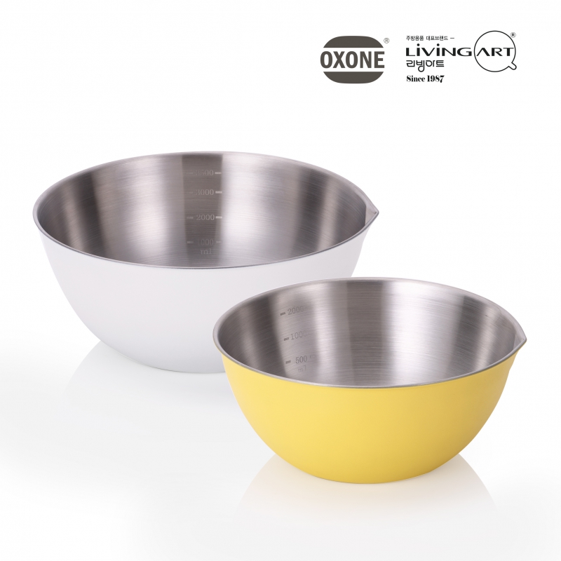 [리빙아트] 옥슨 OXONE 스텐 컬러 믹싱볼 2종세트 중 (22+26) 상품이미지