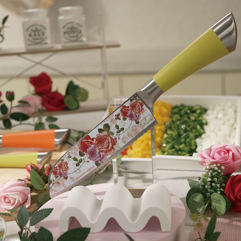 천년 장미칼 웨이브형 일자형 칼세트 4종 과도 만능가위 주방칼 부엌칼 1세트 상품이미지