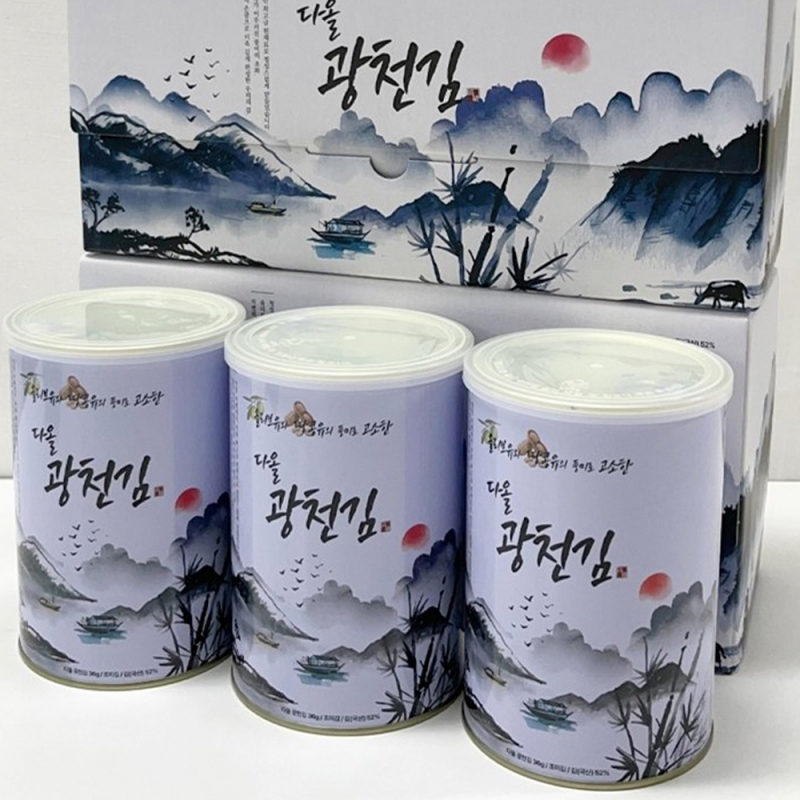 지브로와 다올 광천김 캔세트 VIP 3호 36g X 3캔 고급 선물박스 포장 상품이미지