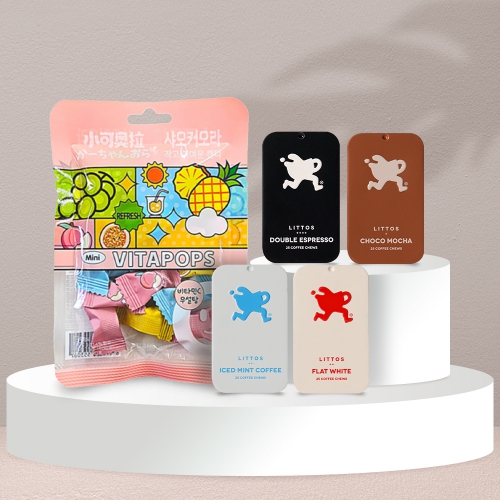 씹어먹는 커피 리토스 커피츄 15gX4통 + 무설탕 비타민C 샤오커오라 캔디 15g X 4봉