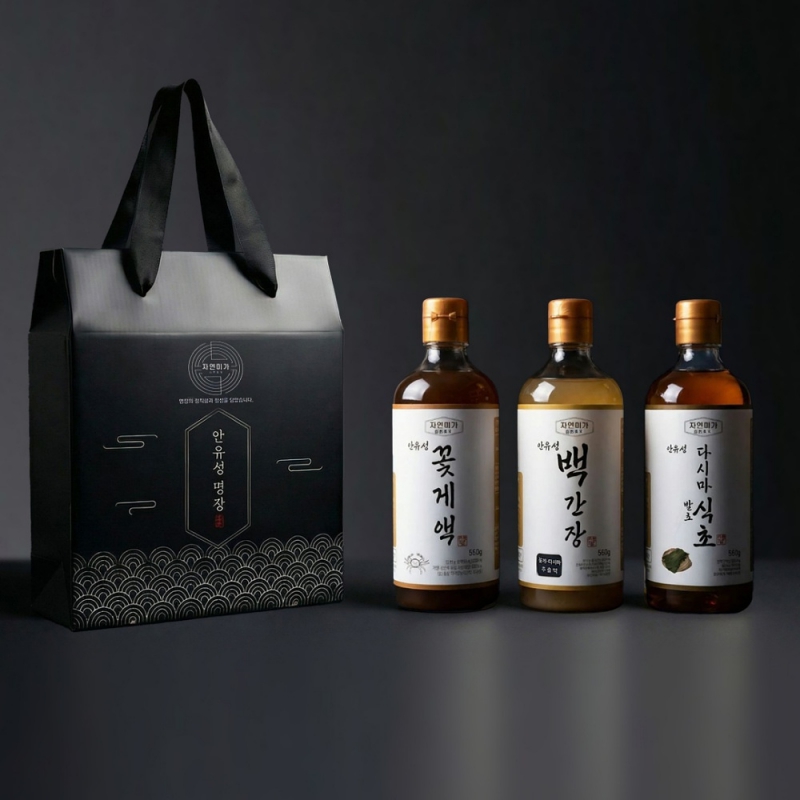 안유성 명장의 비법 소스 3종세트 백간장 다시마식초 꽃게액 선물세트 상품이미지