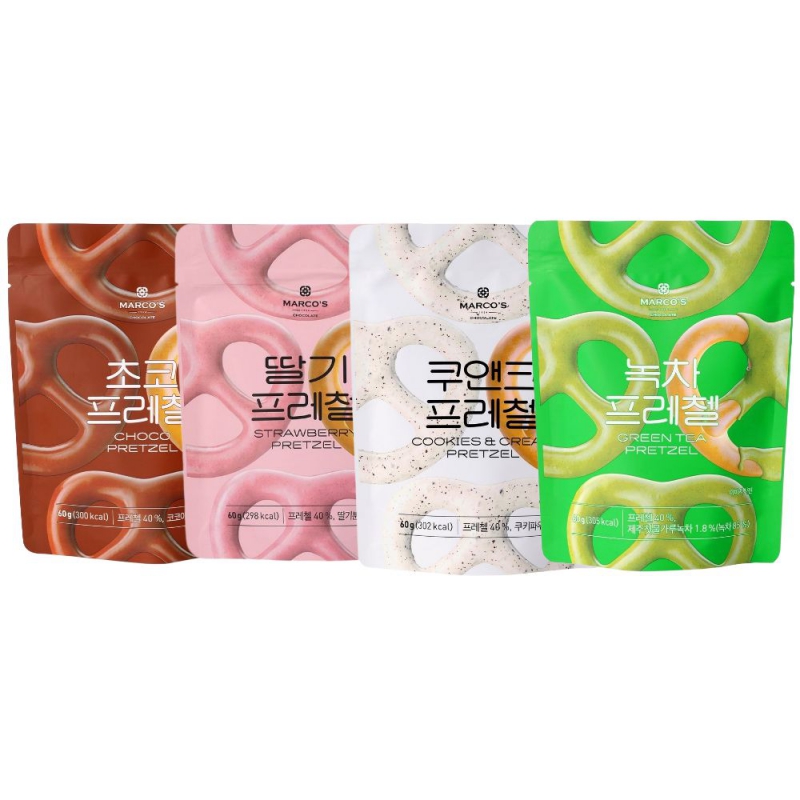 초콜릿 커버 프레첼 60g x 8개 (초코/쿠앤크/녹차/딸기) 상품이미지