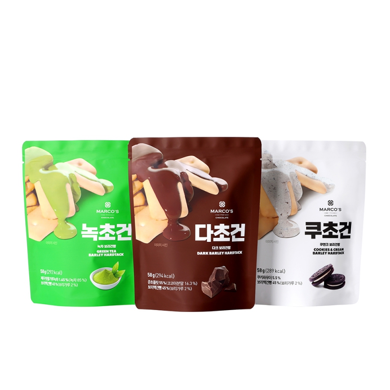 초콜릿 커버 건빵 58g x 6봉 (다크초코,쿠앤크,녹차) 상품이미지