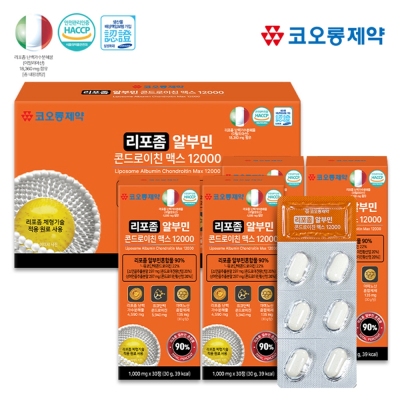 코오롱제약 리포좀 알부민 콘드로이친 맥스 12000 1,000mg x 120정 상품이미지