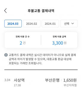 대중교통 이용내역 인증