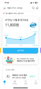 추운날씨 속 침대에서 핸드폰으로 요금확인까지!