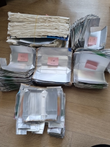 종이팩 열심히 모았어요