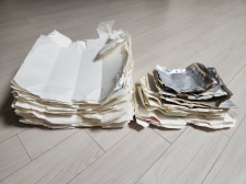 오랜만에 모아 놓은 우유팩과 멸균팩을 보냅니다.