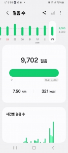 오늘 9천보 걸었어요